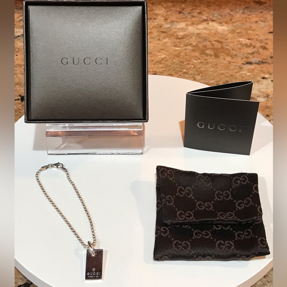 GUCCI Silver Ag925 Logo Plate Charm 😍❤️ - Picture 8 of 17